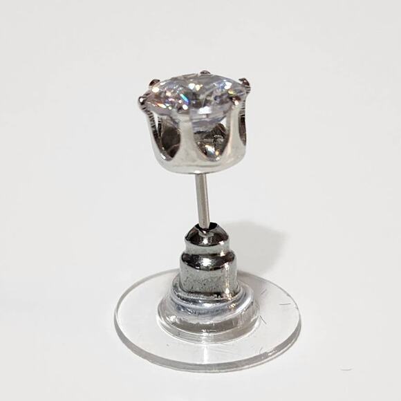 Silver Round Cut Brilliant Cubic Zirconia 2 CTW Stud Earrings - Picture 5 of 11